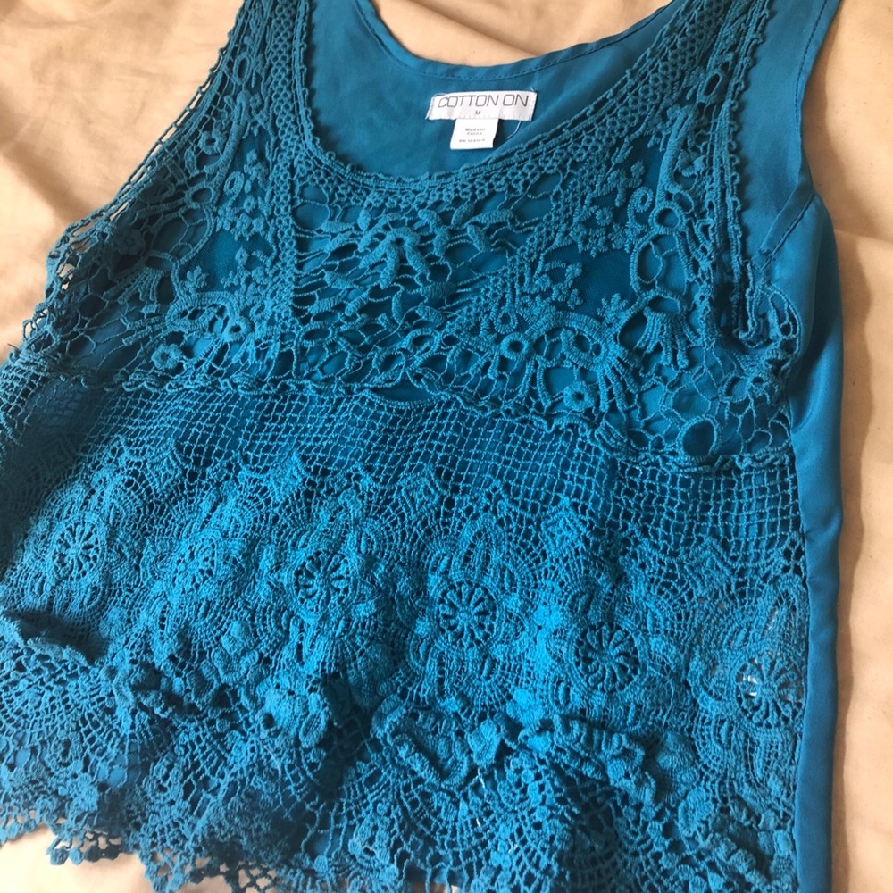 Sheer lace tank top